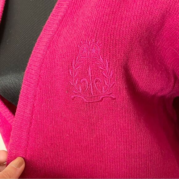 Casual Corner Cardigan Sweater Vintage Lambswool Button Front Hot Pink Large - Picture 2 of 9